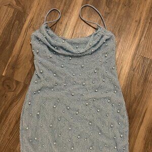 Oh Polly Embellished Cowl Neck Mini Dress